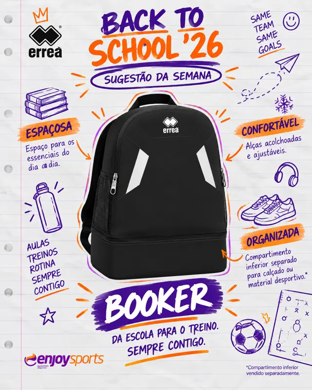 Publicação do Instagram da Enjoy Sports: Back to School: a mochila BOOKER.