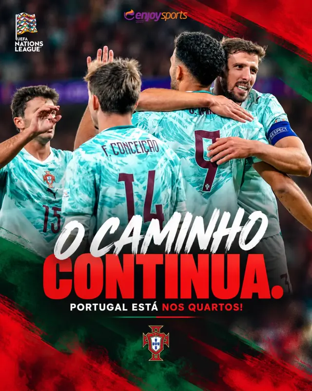 Publicação do Instagram da Enjoy Sports: O caminho continua. Portugal nos quartos!